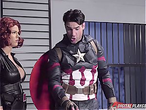 Captain America buries black Widow in his superhero jizz