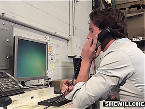 SheWillCheat - big-boobed cougar boss pummels new employee